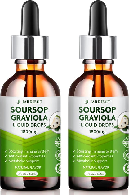 Jardient Soursop Bitters Extract Liquid Oil – Organic Graviola Supplement, 60 ml (2-Pack)