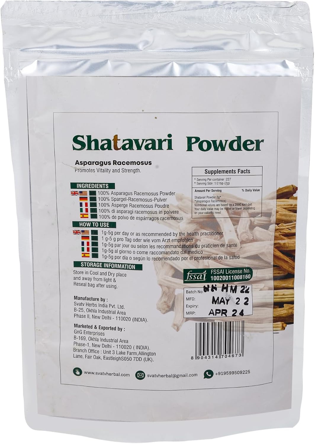 SVATV Shatavari Powder | Asparagus Racemosus | Rejuvenative Herb | Antioxidant Properties - 227g - görsel 3