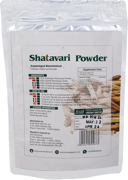 SVATV Shatavari Powder | Asparagus Racemosus | Rejuvenative Herb | Antioxidant Properties - 227g