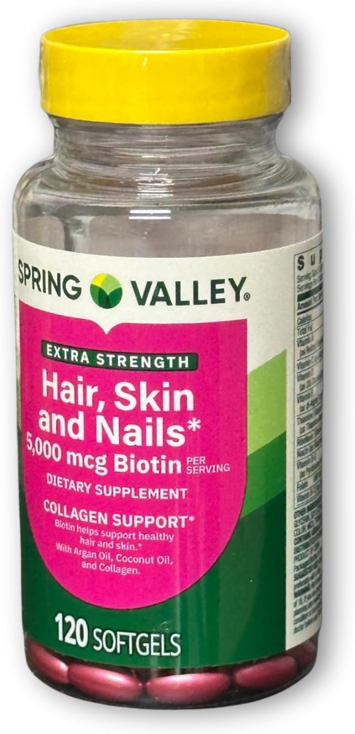 Biotin Soft gel capsules Extra Strength 5,000 mcg - for Hair, Skin & Nails, 120 Soft gel capsules - görsel 6