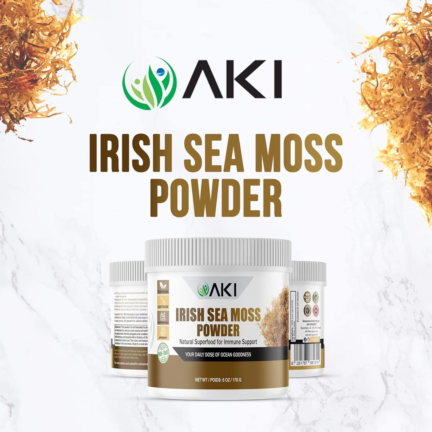 AKI Irish Sea Moss Powder – Rich in 92 Essential Minerals & Vitamins, Vegan, Non-GMO (170 g) - görsel 2