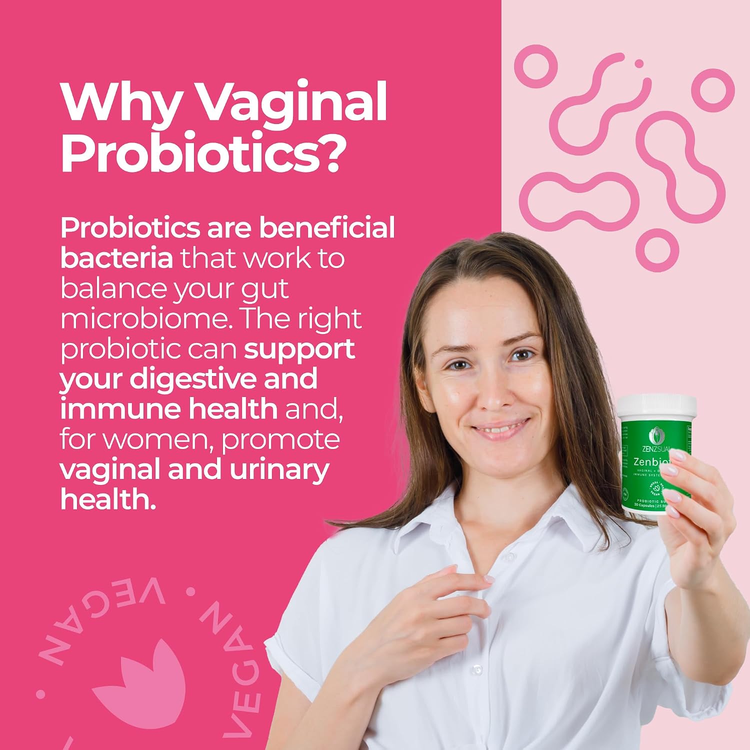 ZENZSUAL Zenbiotic Probiotics for Women – 25 Billion CFU, Intimate Health & pH Balance Support, 30 Vegan Capsules - görsel 5