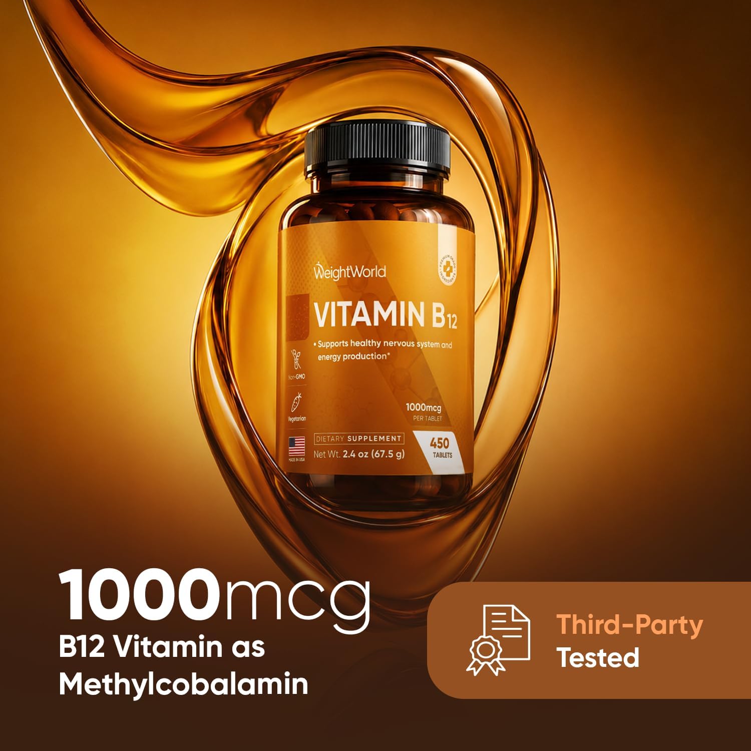 WeightWorld Vitamin B12 1000 mcg - 450 Mini Tablets - Methylcobalamin - görsel 2