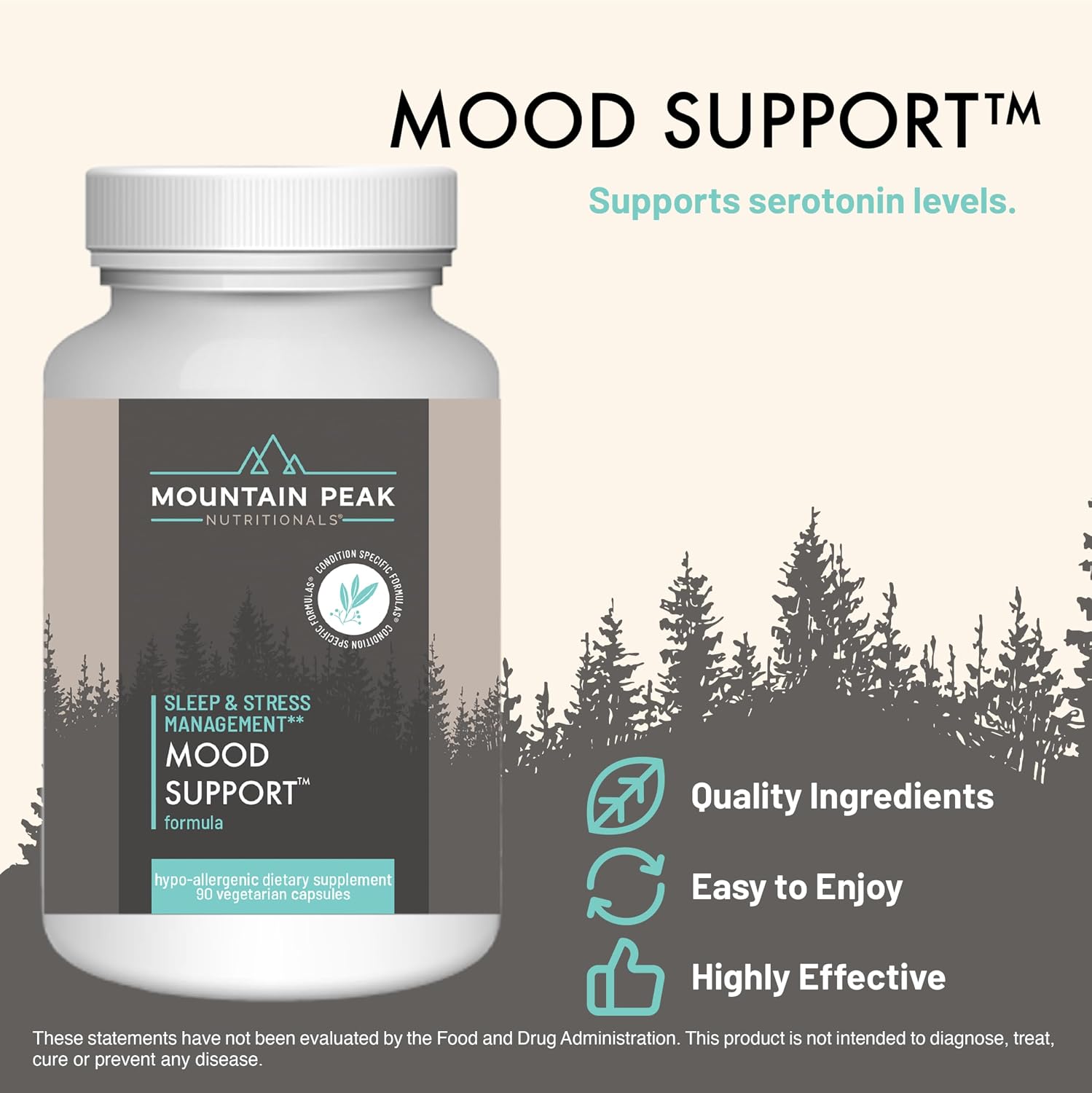 Mountain Peak Nutritionals Mood Support Formula - With 5-HTP and Botanicals - Hypoallergenic Food Supplement (90 Vegetarian Capsules) - görsel 2