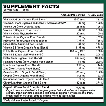 PlantFusion Organic Multivitamin for Women with Iron - 60 Tablets