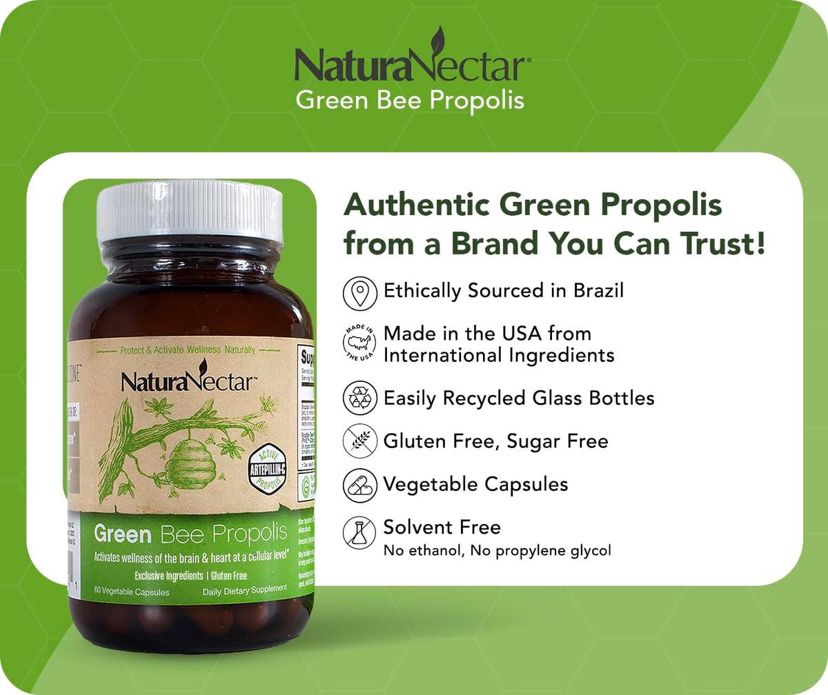 NaturaNectar Green Bee Propolis Capsules - NSF Certified Brazilian Green Propolis, 90 Capsules - görsel 7