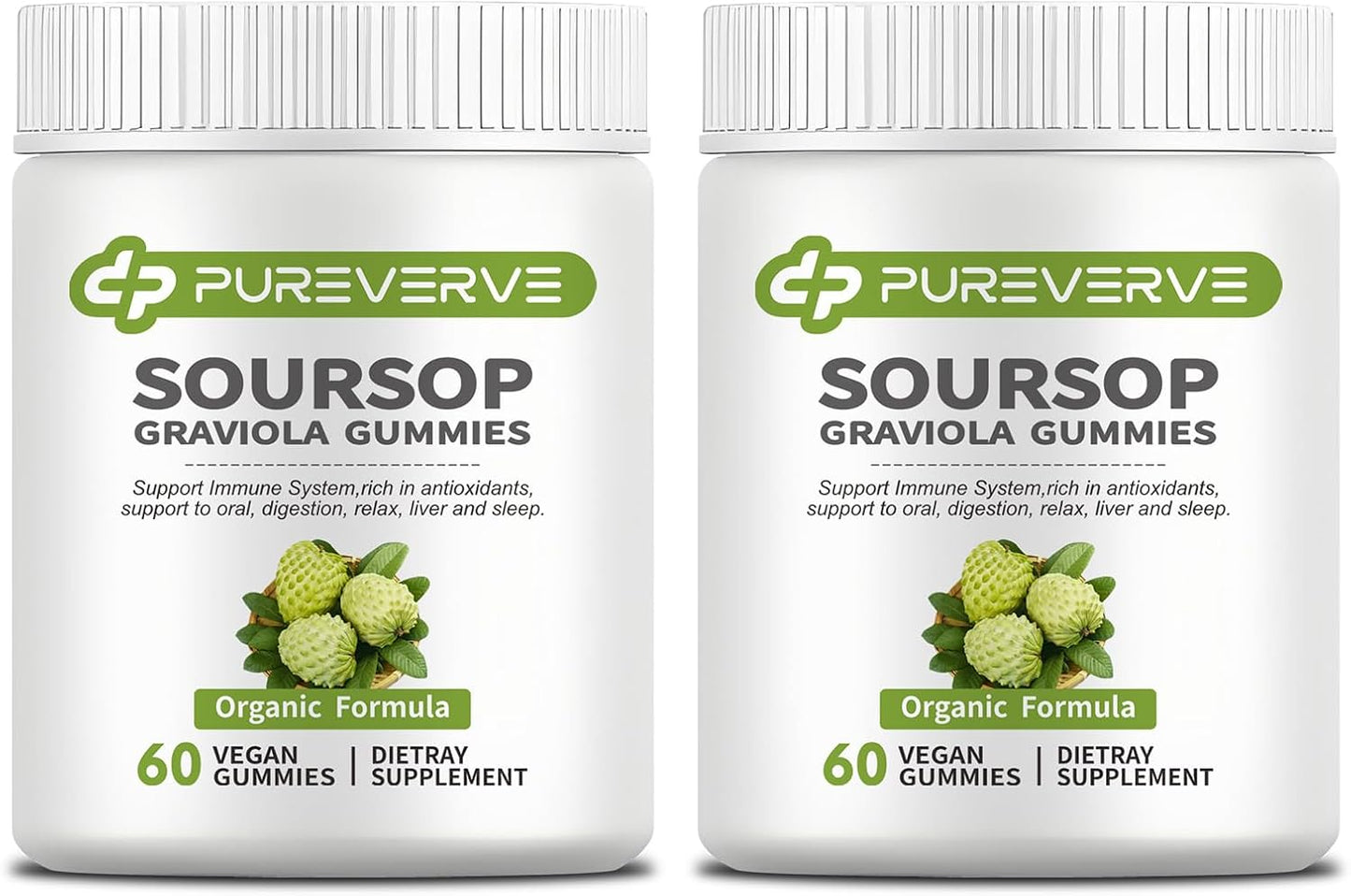Soursop Graviola Gummies, Pureverve Max Strength with Sea Moss & Zinc – 120 Count (Pack of 2) - görsel 1