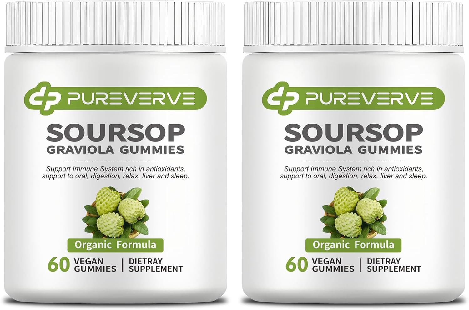 Soursop Graviola Gummies, Pureverve Max Strength with Sea Moss & Zinc – 120 Count (Pack of 2) - görsel 1