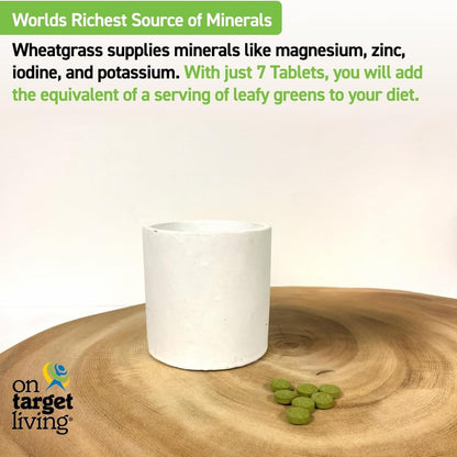 On Target Living Wheatgrass Tablets - Certified Organic, 500 Tablets