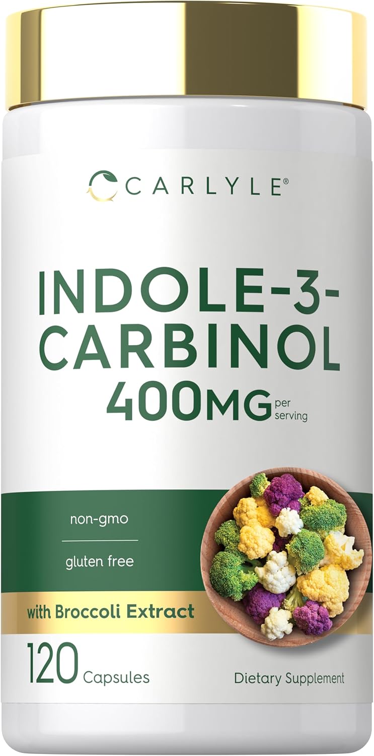 Carlyle Indole-3-Carbinol 400 mg Supplement – 120 Capsules with Broccoli & Resveratrol Blend - görsel 1