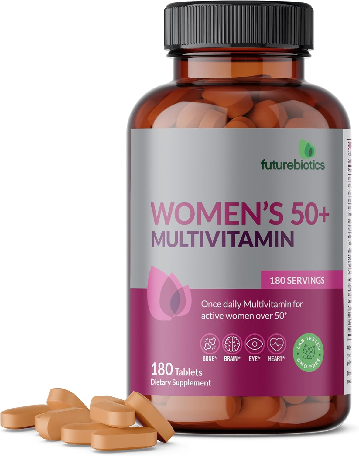 Futurebiotics Women's 50+ Multivitamin Once Daily Multivitamin for Active Women Over 50, Non-GM, 180 Tablets - görsel 1
