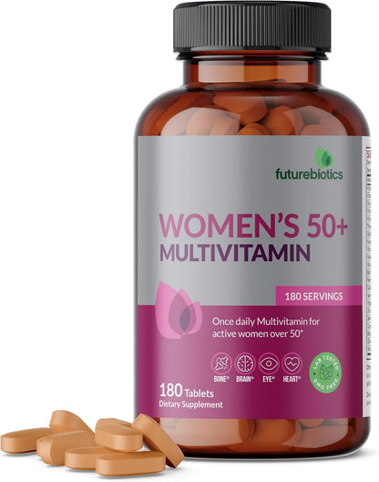 Futurebiotics Women's 50+ Multivitamin Once Daily Multivitamin for Active Women Over 50, Non-GM, 180 Tablets