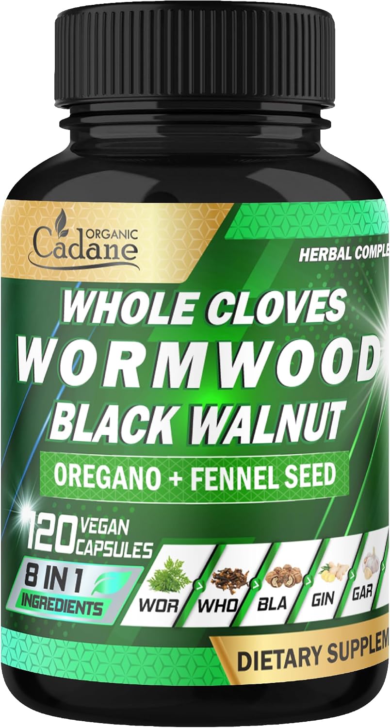 Cadane Wormwood Whole Cloves Black Walnut with Ginger, Garlic, Oregano, Fennel & Black Pepper – Digestive & Wellness Support – 120 Capsules (60-Day Supply) - görsel 1