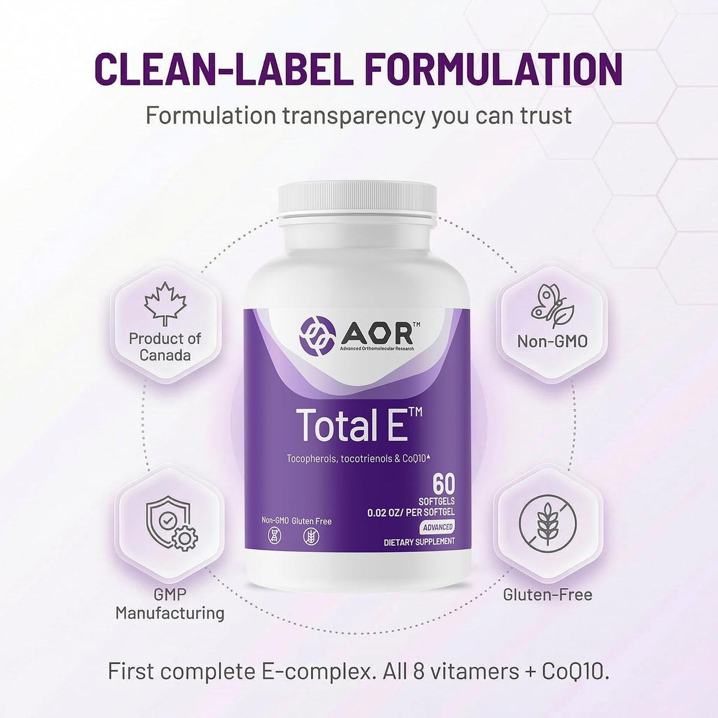 AOR Total E 445 mg with CoQ10, 60 Softgels - görsel 5