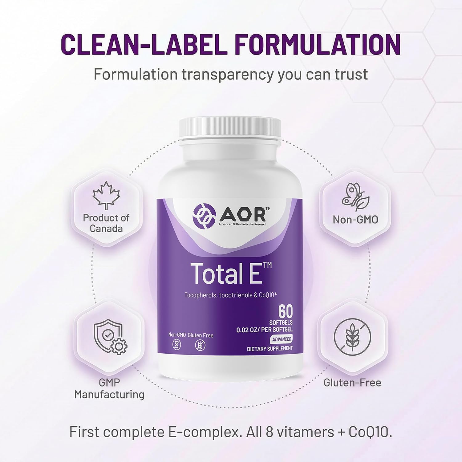 AOR Total E 445 mg with CoQ10, 60 Softgels - görsel 5
