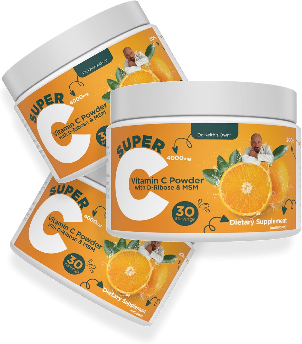 Dr. Keith's Own Super C - High Strength 4000mg Buffered Vitamin C Powder with D-Ribose, Glycine, MSM - görsel 2
