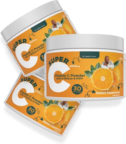 Dr. Keith's Own Super C - High Strength 4000mg Buffered Vitamin C Powder with D-Ribose, Glycine, MSM