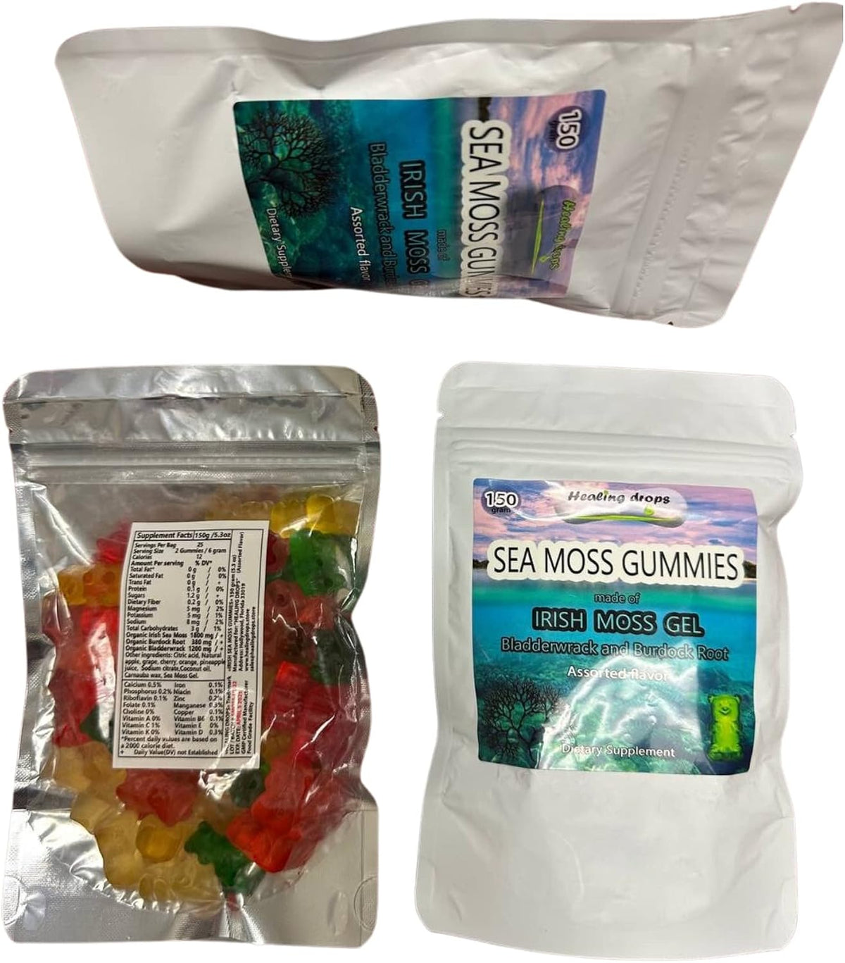 Sea Moss Gummies - Irish Sea Moss with Bladderwrack & Burdock Root - Raw Organic Wildcrafted - Vegan Non-GMO - Immune Support & Detox (Assorted Flavours) - görsel 9