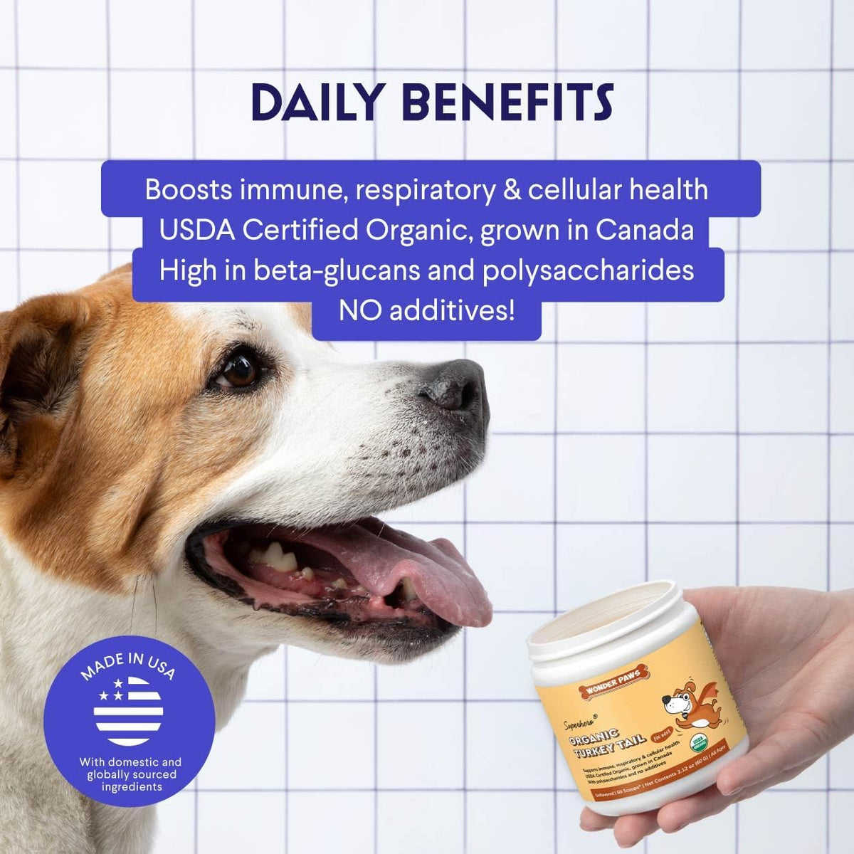 Wonder Paws Organic Turkey Tail Mushroom for Dogs – Immune Support Powder with Beta Glucans, 60 g - görsel 4