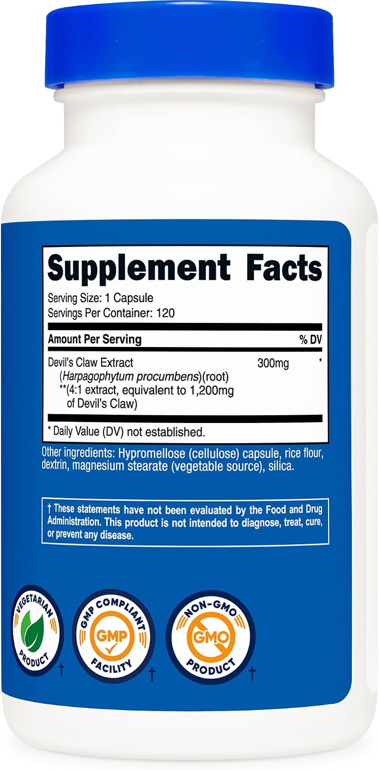 Nutricost Devil's Claw Extract 120 Capsules - 4:1 Extract, 300mg per Serving - görsel 4