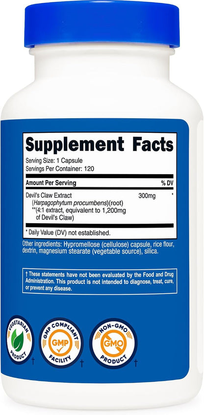 Nutricost Devil's Claw Extract 120 Capsules - 4:1 Extract, 300mg per Serving