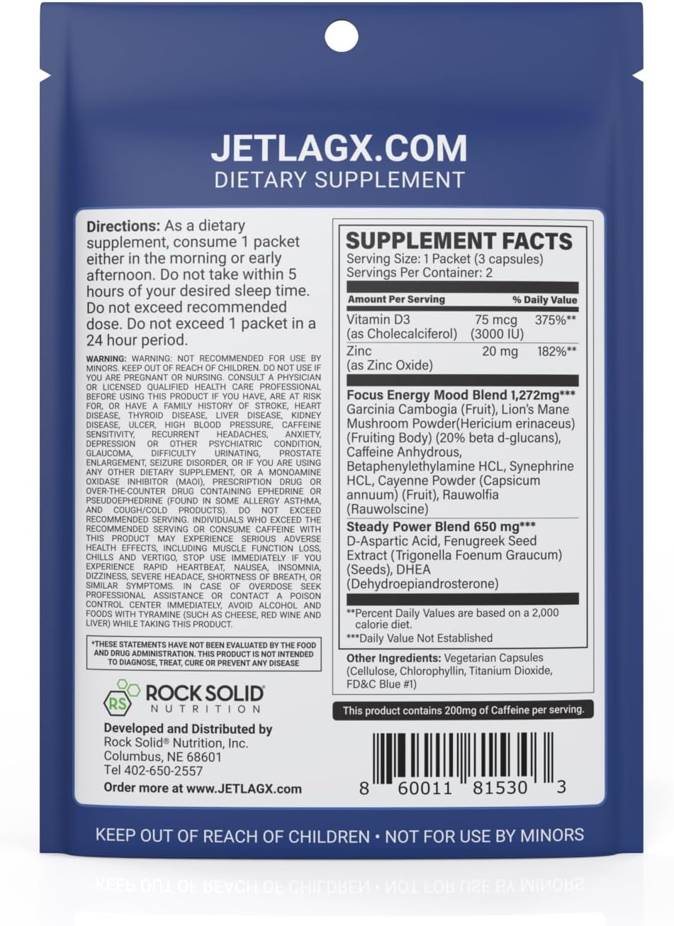 ROCK SOLID JETLAG X - Dietary Supplement for Jet Lag Relief, Energy and Focus - görsel 7