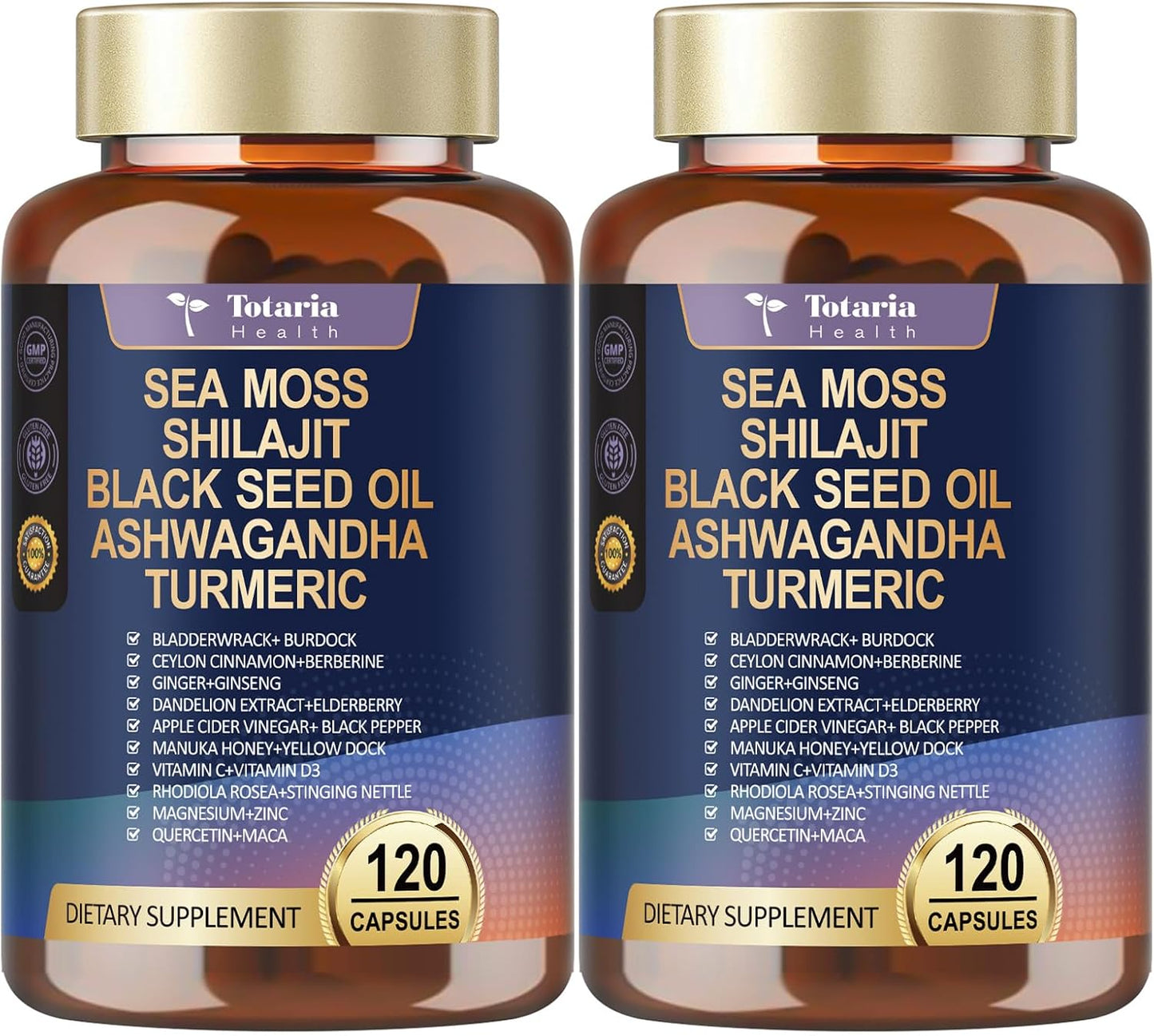 Totaria 25-in-1 Sea Moss Capsules, 120 Capsules per Bottle (Pack of 2) - görsel 1