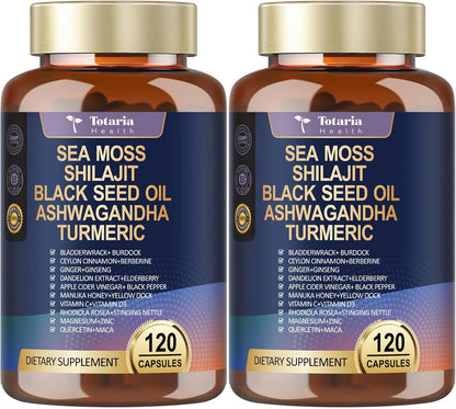 Totaria 25-in-1 Sea Moss Capsules, 120 Capsules per Bottle (Pack of 2)