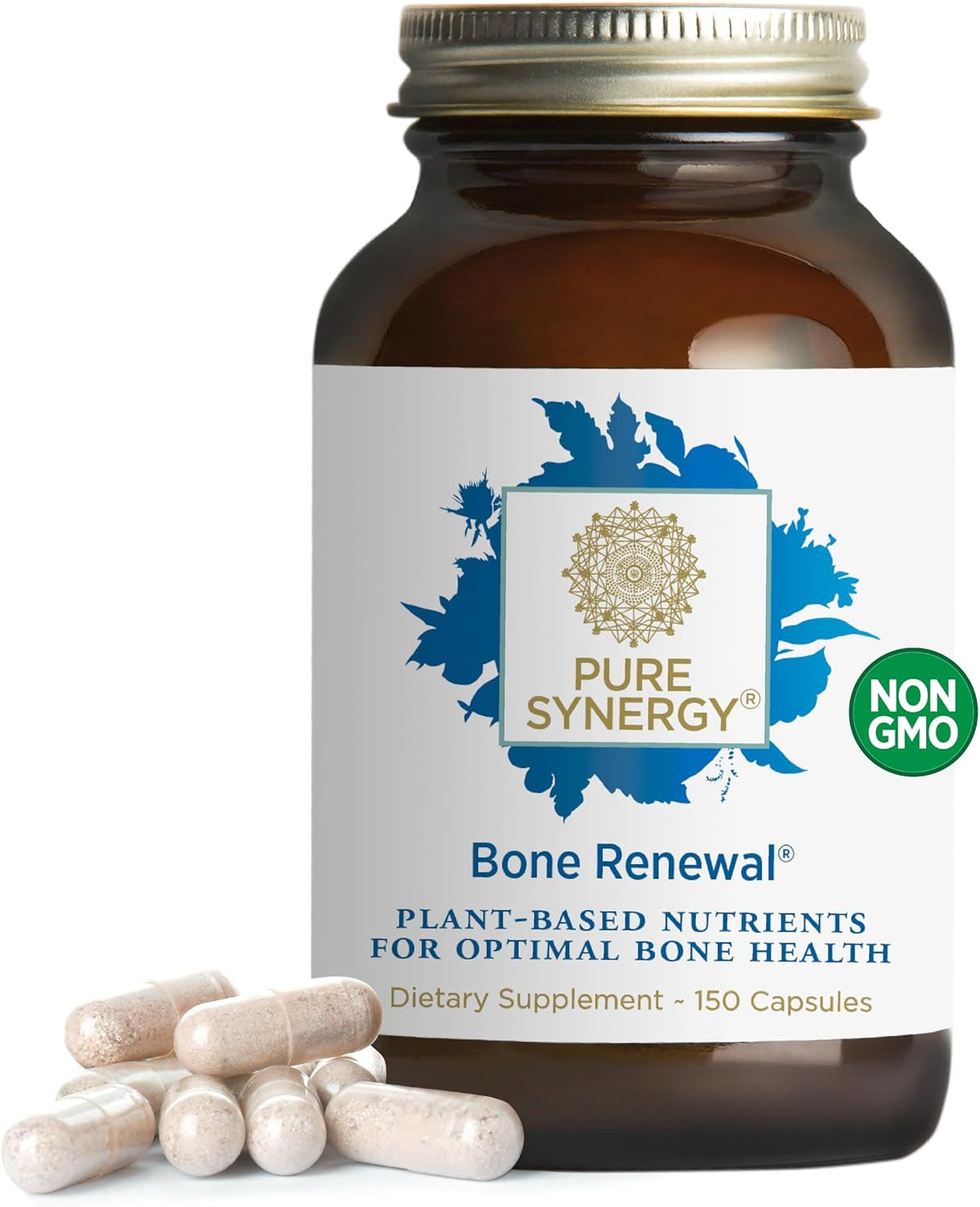 PURE SYNERGY Bone Renewal | Bio-available Calcium with Cofactors | Natural, Vegan Supplement with Vitamin D3, K2, Magnesium & Boron | for Lasting Bone Strength (150 Capsules) - görsel 1