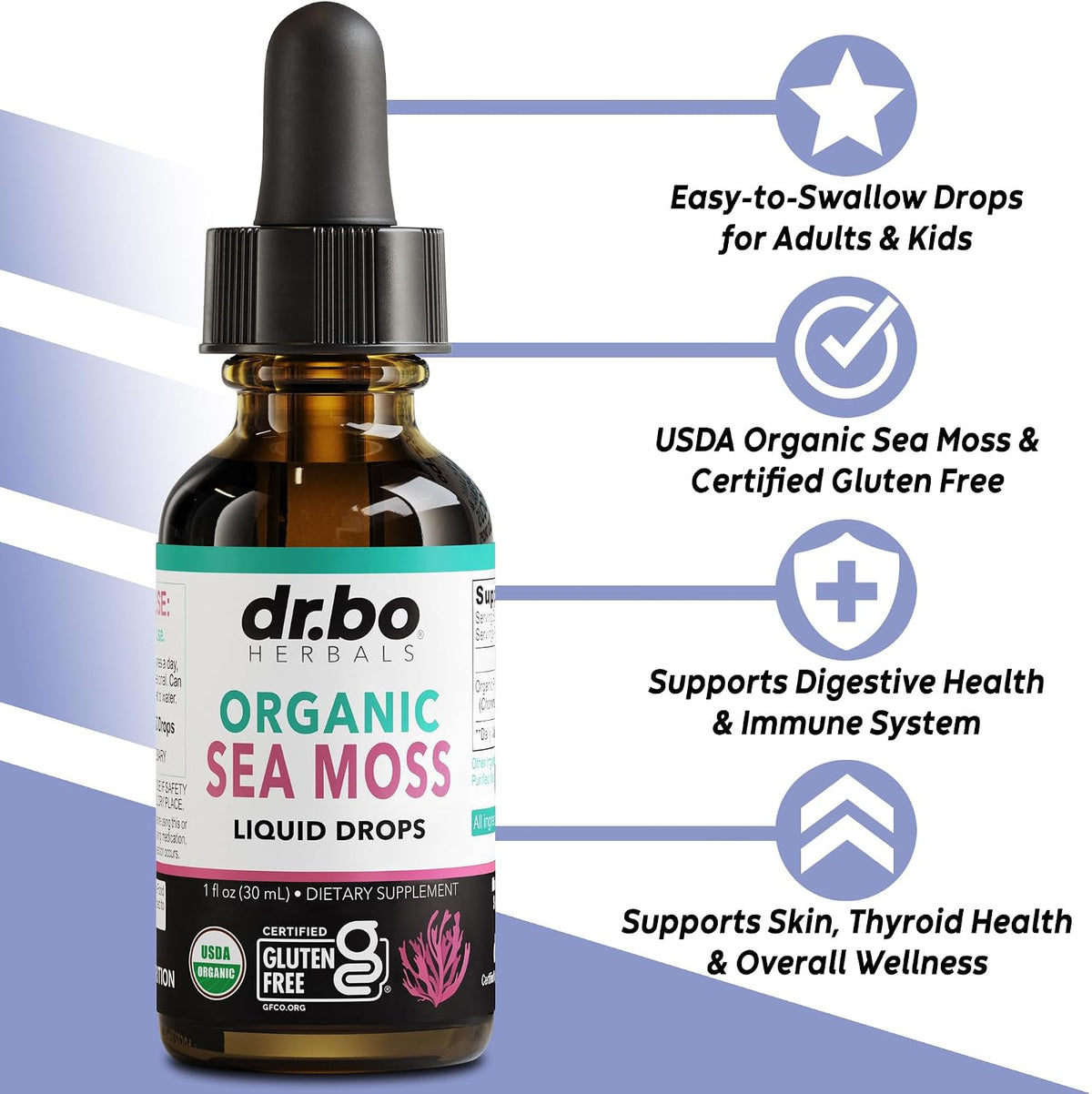 Irish Sea Moss Liquid Drops – Organic, – USDA Organic Certified: Rigorously tested, free from synthetic pesticides – Image 2