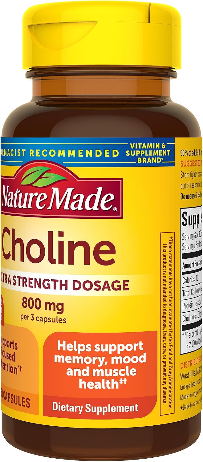 Nature Made Extra Strength Choline 800 mg, 60 Capsules - görsel 8