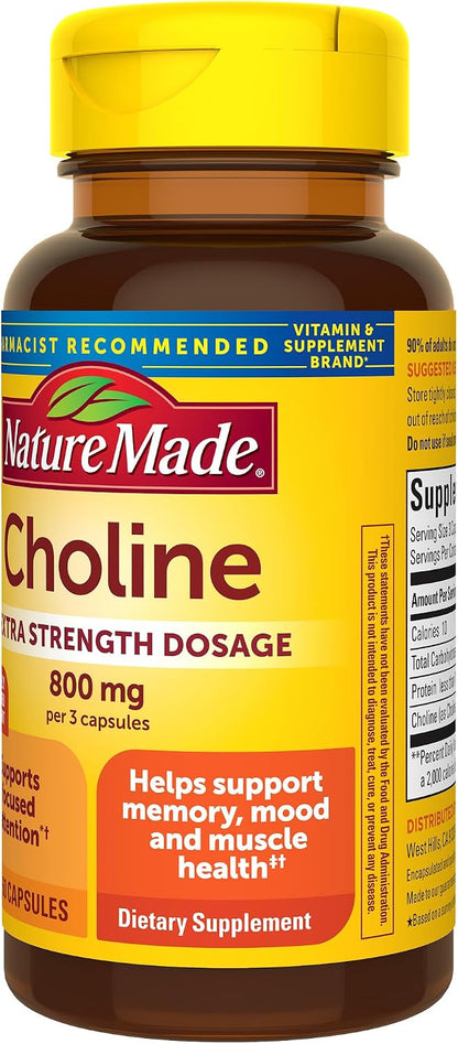 Nature Made Extra Strength Choline 800 mg, 60 Capsules
