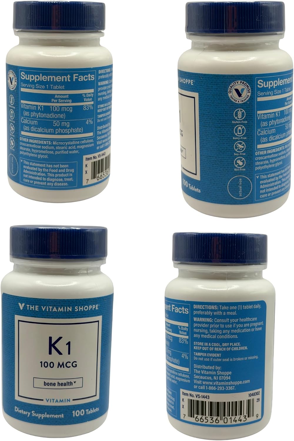 The Vitamin Shoppe Vitamin K1 100 mcg – Daily Food Supplement (100 Tablets) - görsel 4