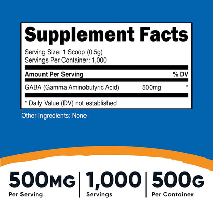 Nutricost Pure GABA Powder (500g) - Pack of 3