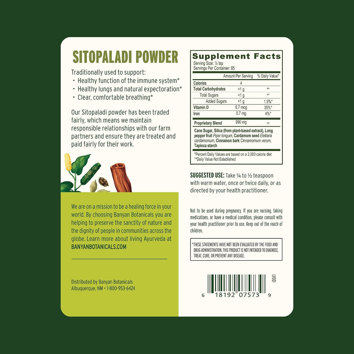 Banyan Botanicals Sitopaladi Powder – Organic Ayurvedic Supplement for Lung Health – 85 g – Sustainably Sourced Non-GMO Vegan - görsel 2