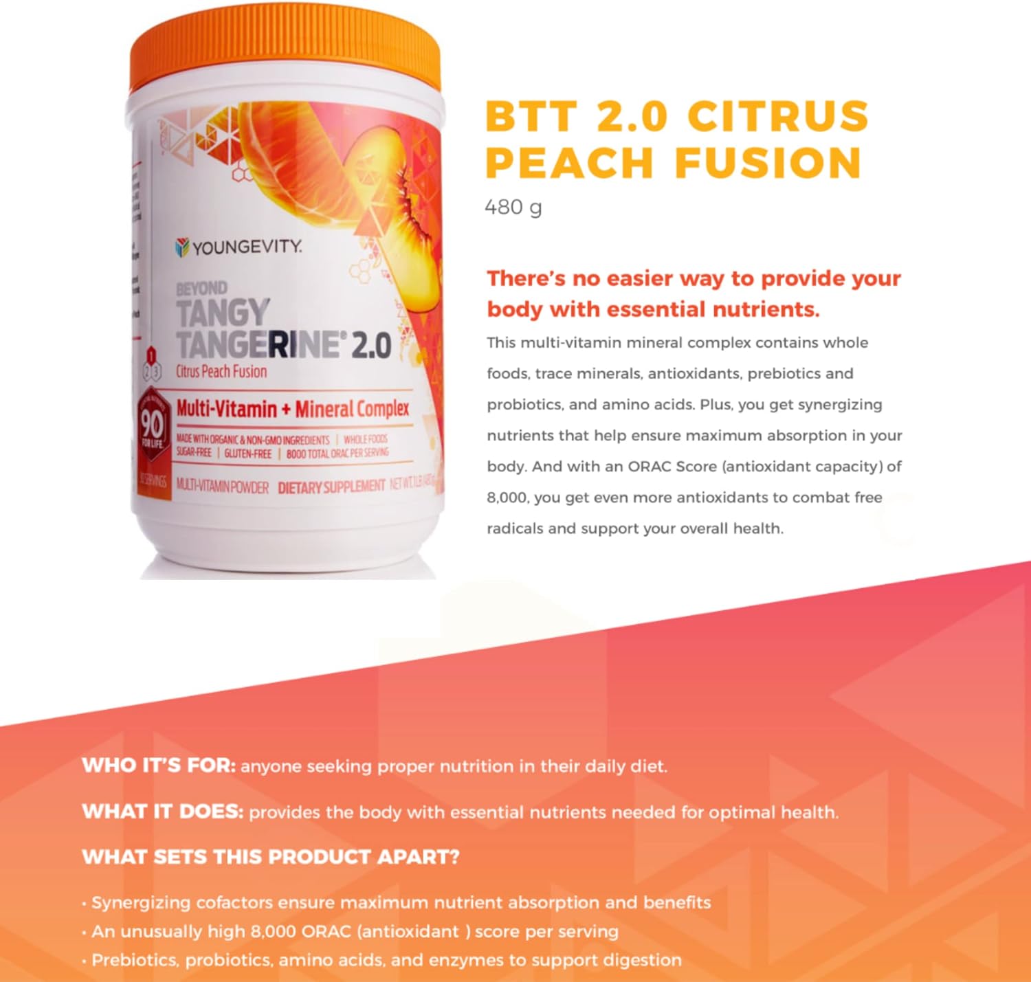 Youngevity Beyond Tangy Tangerine 2.0 Citrus Peach Fusion Multivitamin & Mineral Complex - görsel 4