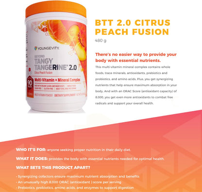Youngevity Beyond Tangy Tangerine 2.0 Citrus Peach Fusion Multivitamin & Mineral Complex