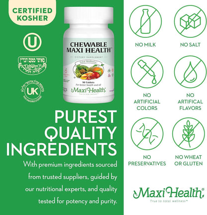 Maxi Health Chewable Multivitamin with Iron - Cherry Flavour - 90 Tablets