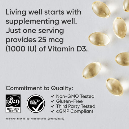Sports Research Vitamin D3 1000 IU with Coconut MCT Oil - 360 Softgels