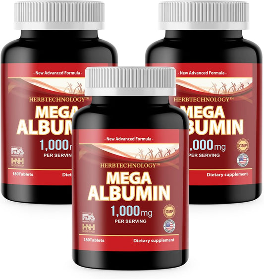 Dr.K&C Mega Albumin Protein Food Supplement 1000mg - 3 Bottles (180 Tablets Each)