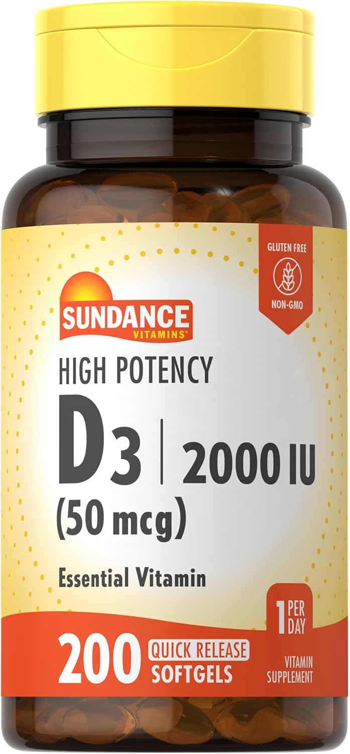 Sundance High Potency D3 2000 IU - 200 Quick Release Softgels - görsel 1
