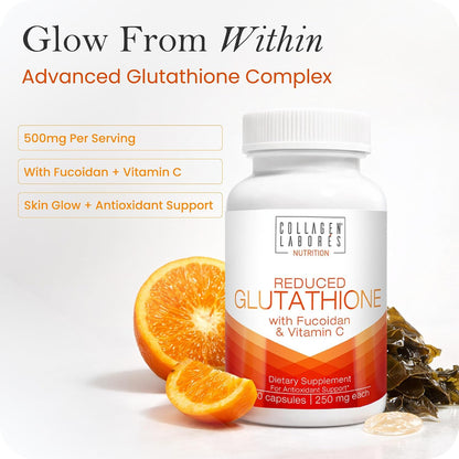 Advanced Glutathione Complex 500mg with Fucoidan & Vitamin C – Antioxidant Support for Skin Health, Natural Detox & Immune Support – Non-GMO, Made in USA (60 Capsules)