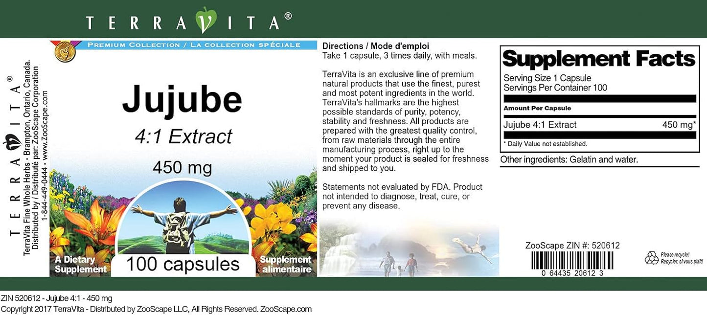 Jujube 4:1 Extract 450 mg (100 Capsules) - görsel 3
