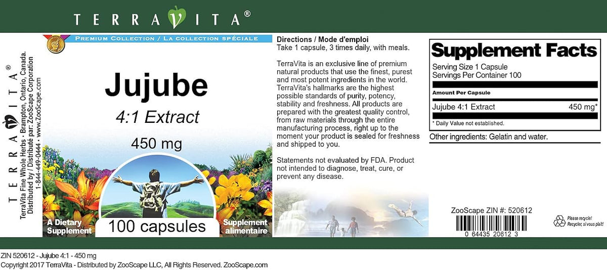 Jujube 4:1 Extract 450 mg (100 Capsules) - görsel 3