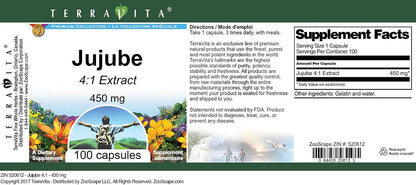 Jujube 4:1 Extract 450 mg (100 Capsules)