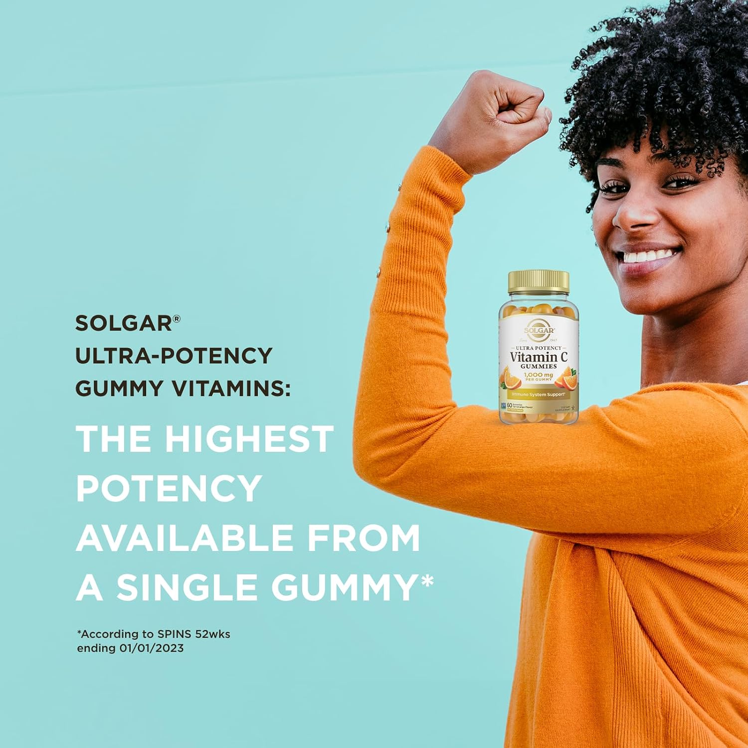 Solgar Vitamin C Gummies for Adults 1,000mg Ultra Potency - Tart Orange Flavour, Vegan & Gluten-Free, 60 Servings - görsel 4