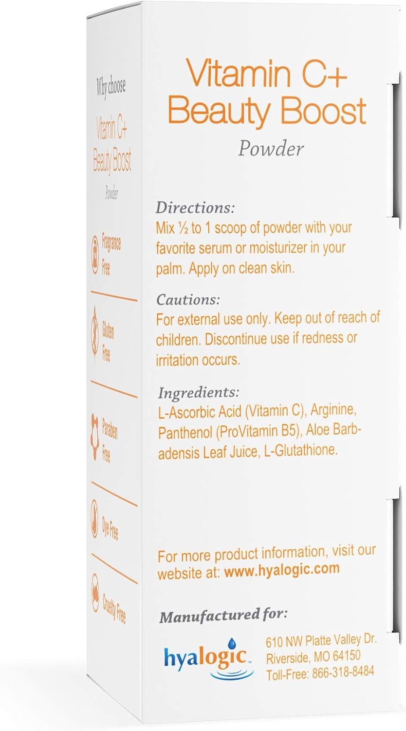 Hyalogic Vitamin C+ Beauty Powder - Beauty Boost Powder for Face, Mix with Moisturiser or Serum, Skin Hydration and Collagen Support, 6g - görsel 2