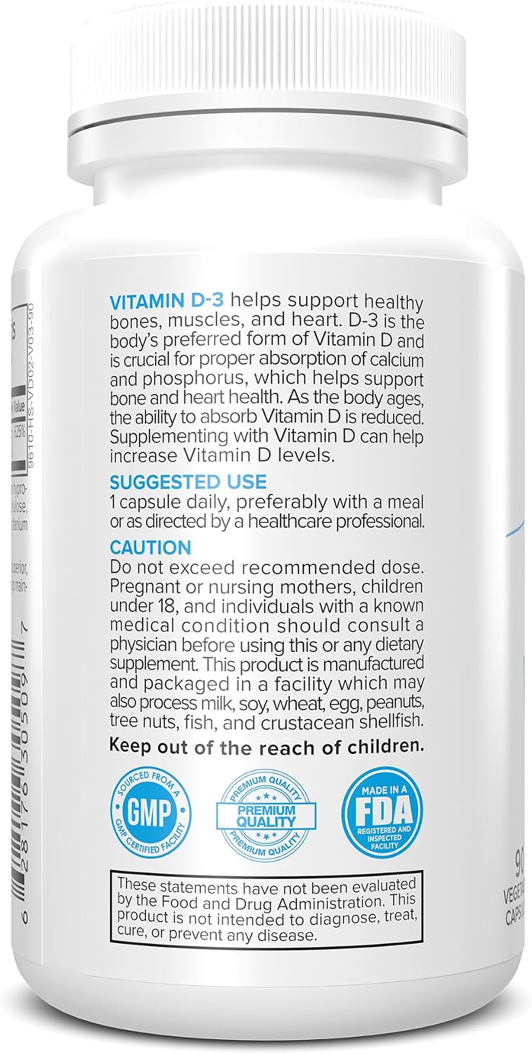 Portions Master Vitamin D3 5000 IU - Bone, Immune & Psychological Function Support (90 Soft gel capsule Capsules) - görsel 2