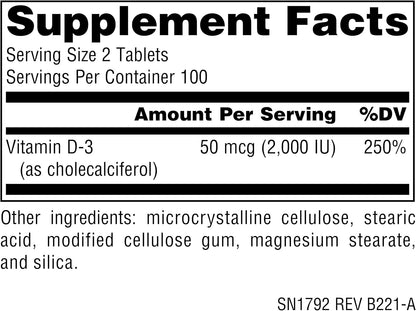 Source Naturals Vitamin D-3 1000 IU (25 mcg) – 200 Tablets