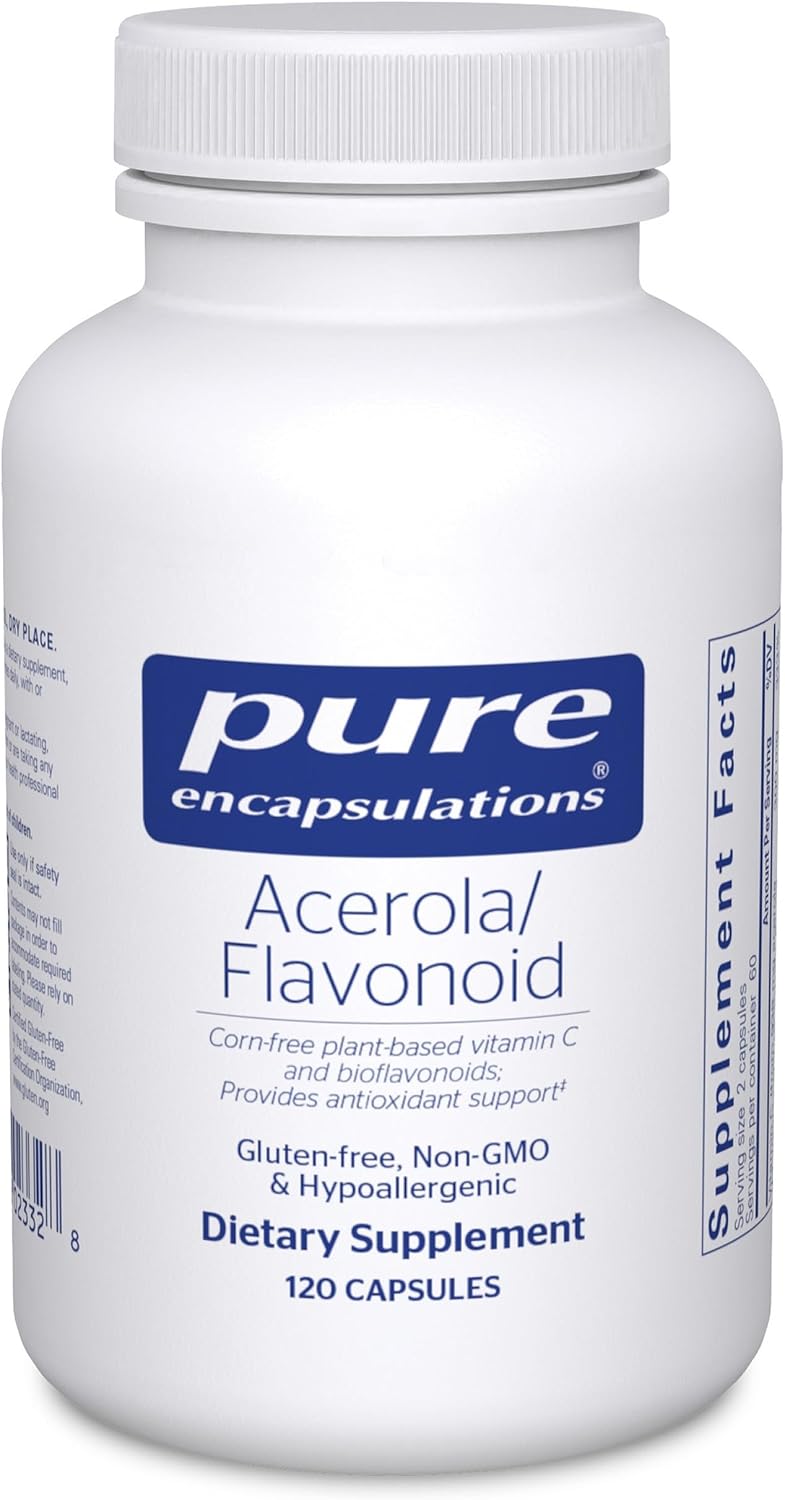 Pure Encapsulations Acerola/Flavonoid | Maize-Free, Plant-Based Vitamin C and Bioflavonoid | 120 Capsules - görsel 1